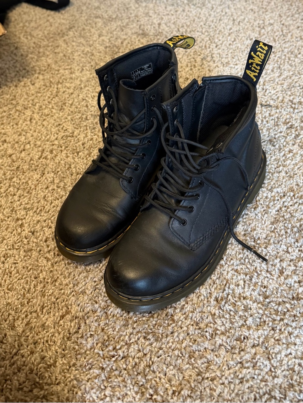 Dr. Martens Black Leather 6-Eye Lace-Up Combat Boots